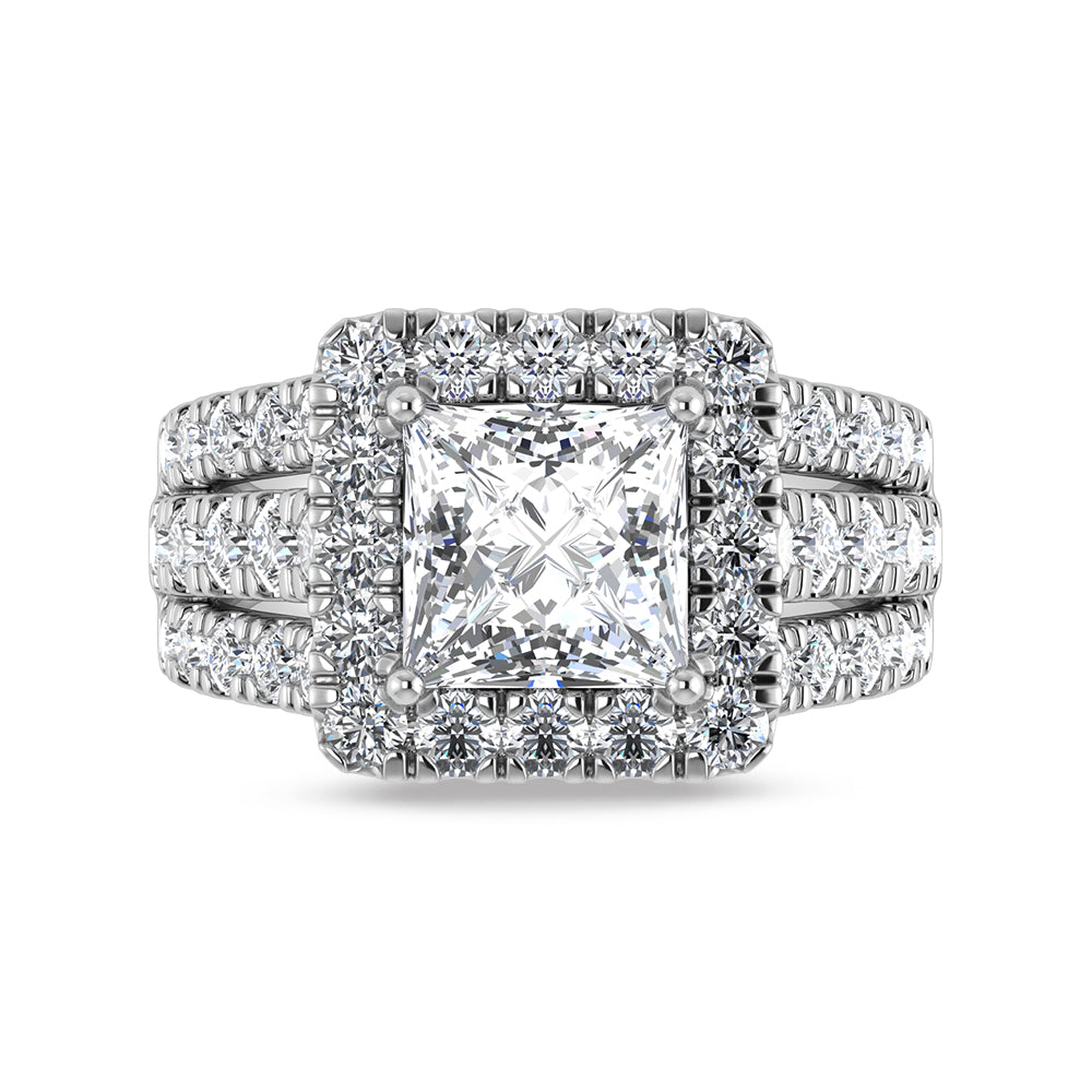 14K White Gold Labgrown Diamond 6 1/4 Ct.Tw. Princess Shape Engagement Ring (Center 4ctw)