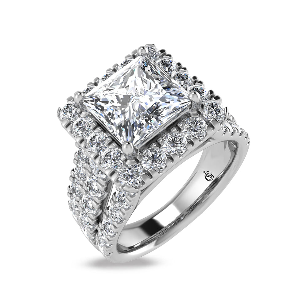 14K White Gold Labgrown Diamond 6 1/4 Ct.Tw. Princess Shape Engagement Ring (Center 4ctw)