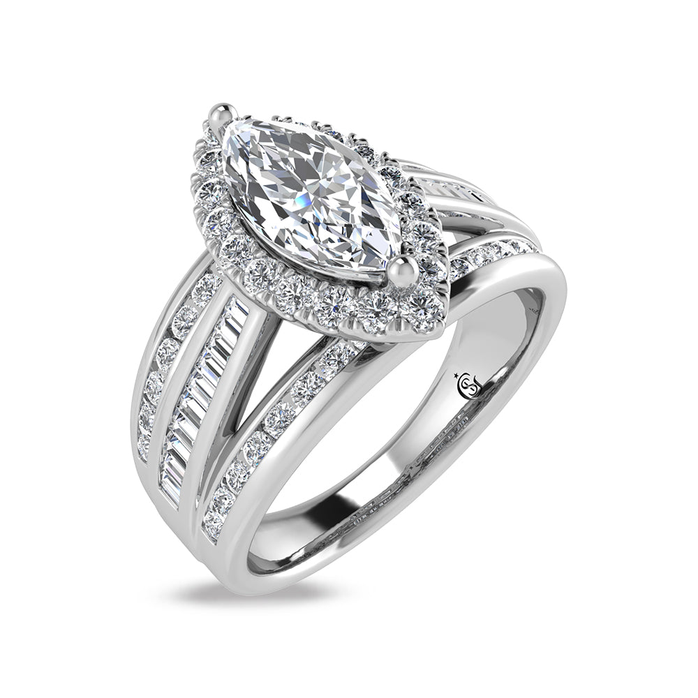 14K White Gold Labgrown Diamond 1 3/4 Ct.Tw. Marquise Shape Engagement Ring (Center 1ctw)