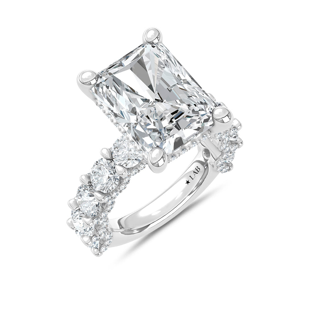 14K White Gold Lab Grown Diamond 7 3/4 Ct.Tw. Radiant Shape Engagement Ring (Center 5CT)