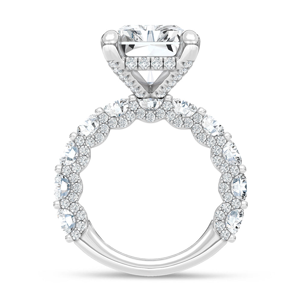 14K White Gold Lab Grown Diamond 7 3/4 Ct.Tw. Radiant Shape Engagement Ring (Center 5CT)