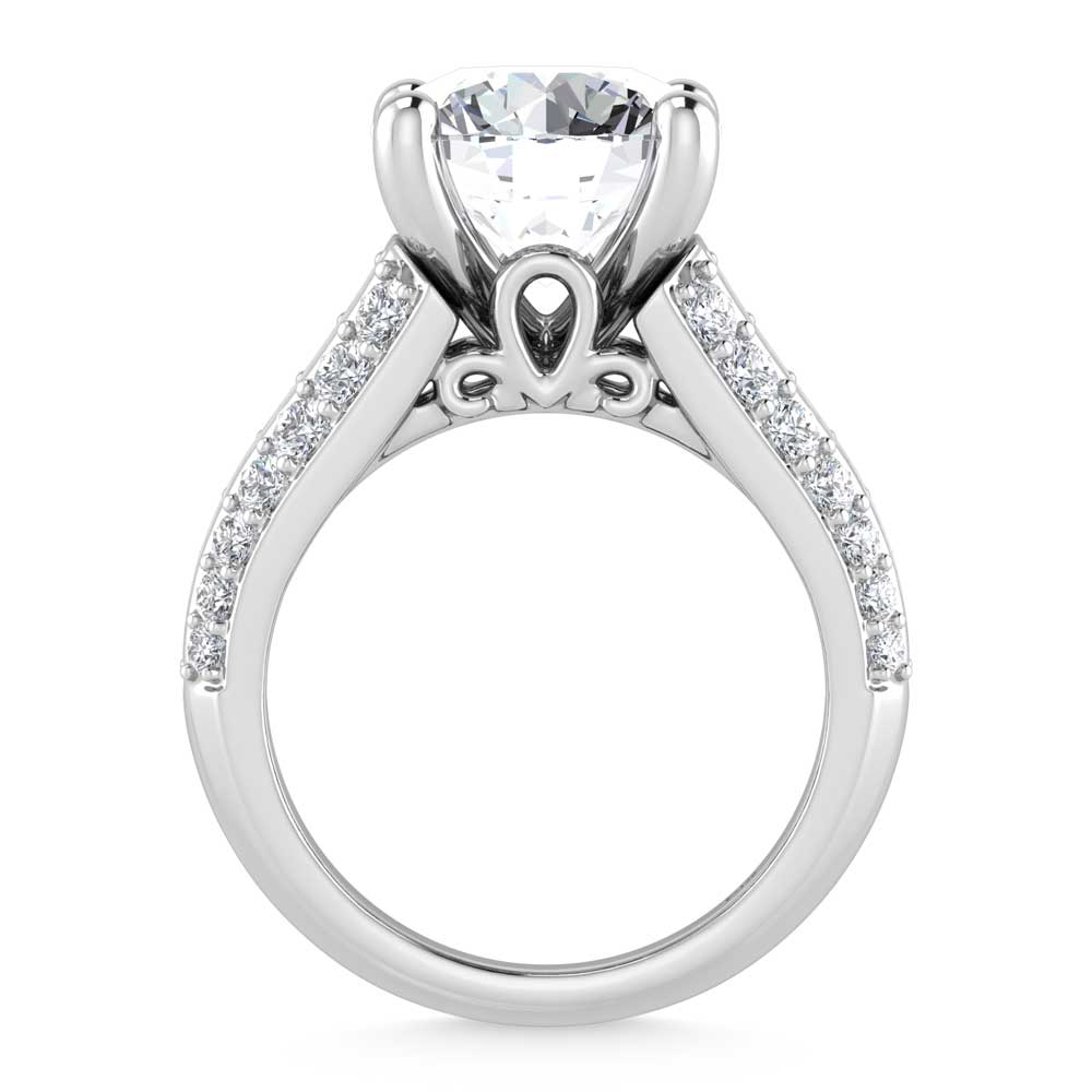 14K White Gold Lab Grown Diamond 6 1/2 Ct.Tw. Engagement Ring (Center Round 5ct)