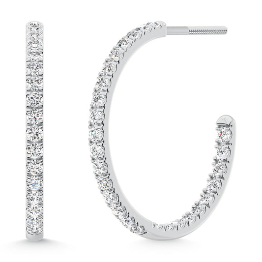 14K White Gold Labgrown Diamond 2 Ct.Tw. Hoop Earrings
