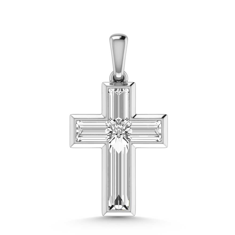 14K White Gold  3/4 Ct.Tw. Lab Grown Diamond Cross Pendant