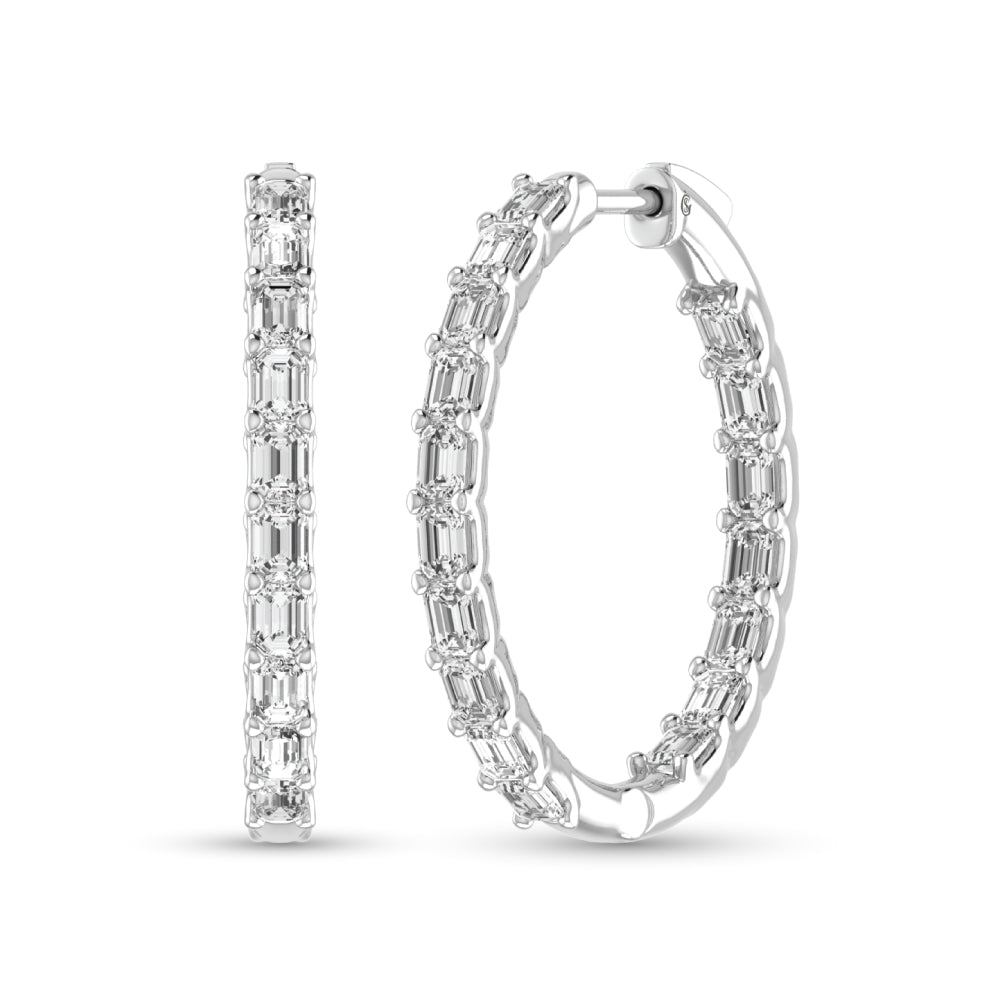 14K White Gold Lab Grown Diamond 2 3/8 Ct.Tw. Hoop Earrings