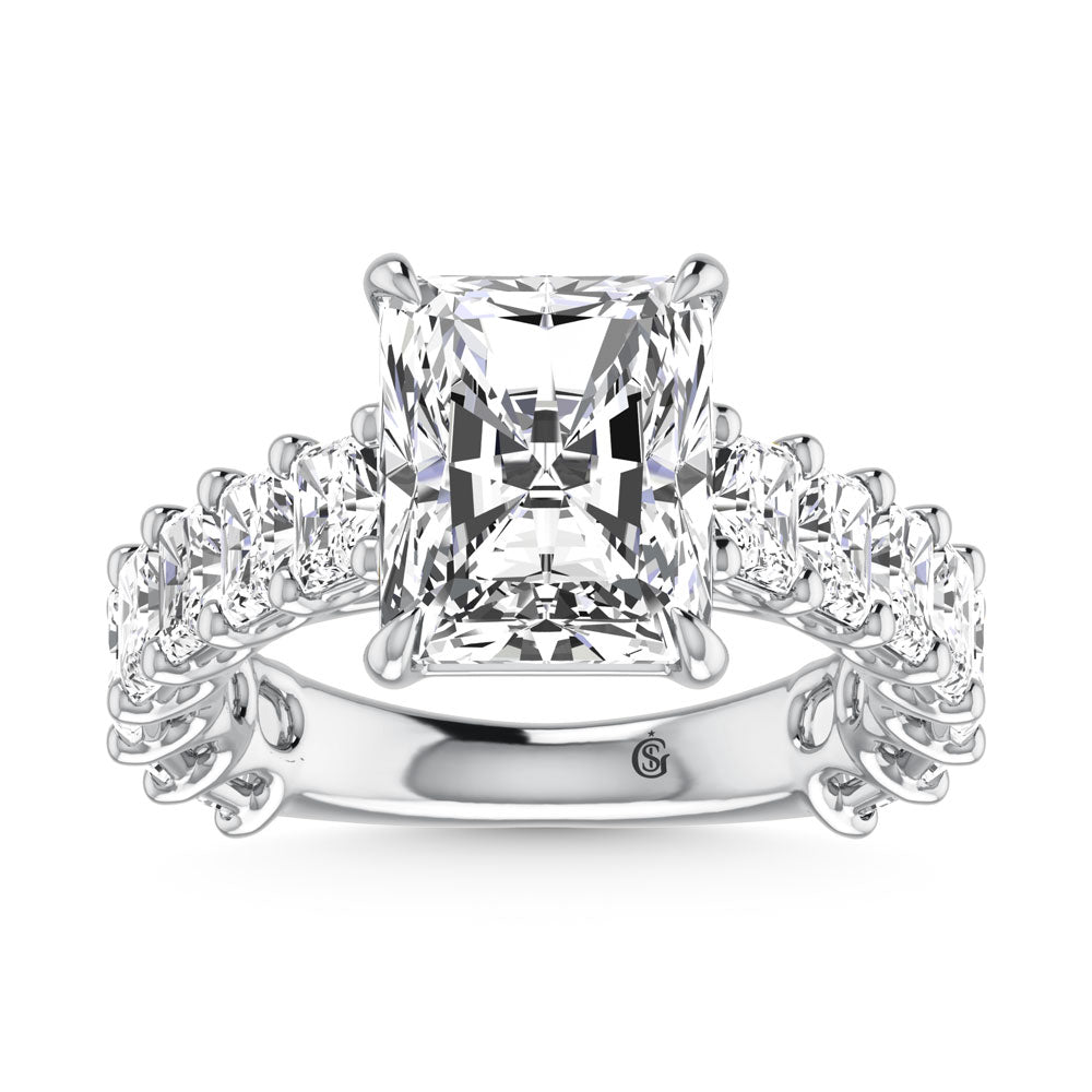 10K White Gold Diamond 9 5/8 Ct.Tw. Radiant Shape Engagement Ring