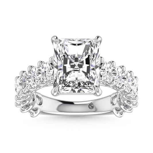 10K White Gold Diamond 9 5/8 Ct.Tw. Radiant Shape Engagement Ring