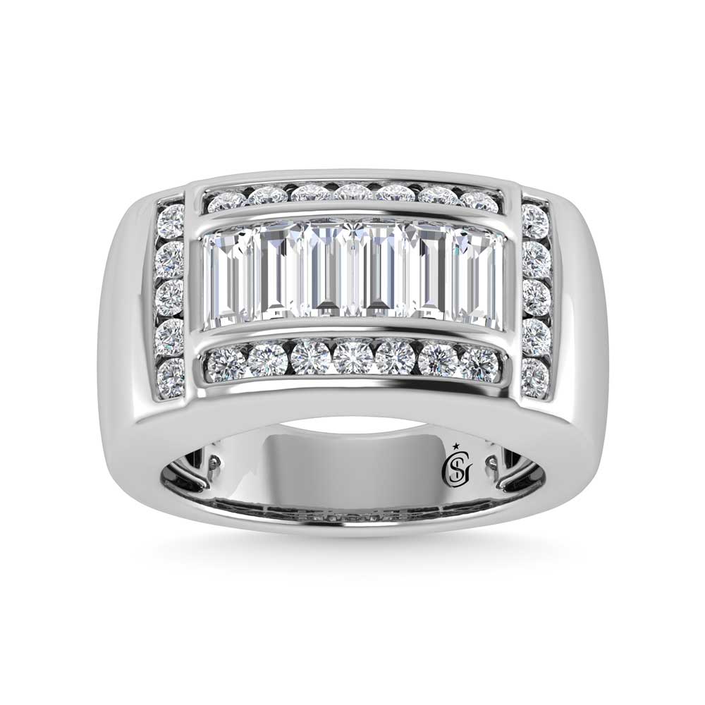 14K White Gold Lab Grown Diamond 2 1/6 Ct.Tw. Mens Ring