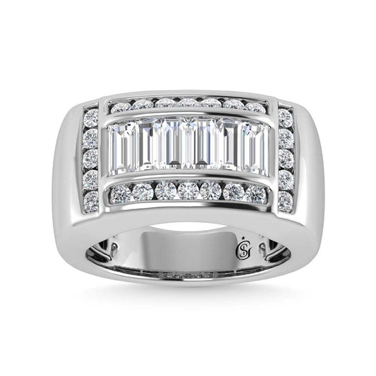 14K White Gold Lab Grown Diamond 2 1/6 Ct.Tw. Mens Ring