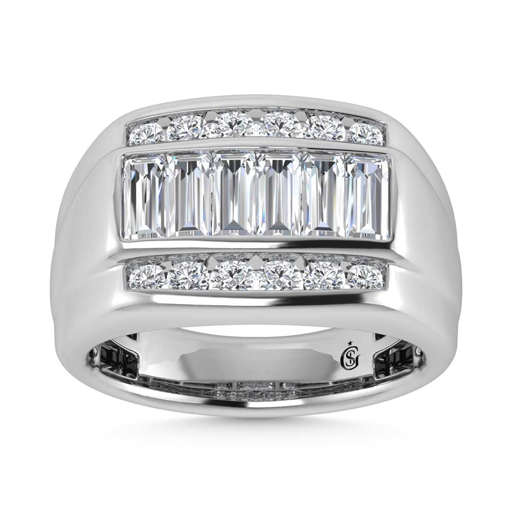 14K White Gold Lab Grown Diamond 1 7/8 Ct.Tw. Mens Ring