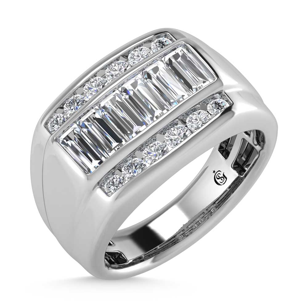 14K White Gold Lab Grown Diamond 1 7/8 Ct.Tw. Mens Ring