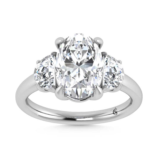 14K White Gold Lab Grown Diamond 3 5/8 Ct.Tw. Oval Shape Three Stone Engagement Ring