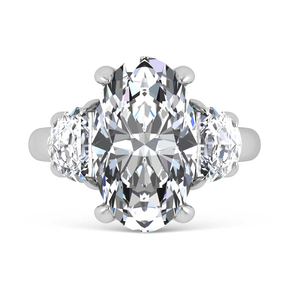 14K White Gold Lab Grown Diamond 6 Ct.Tw. Oval Shape Three Stone Engagement Ring