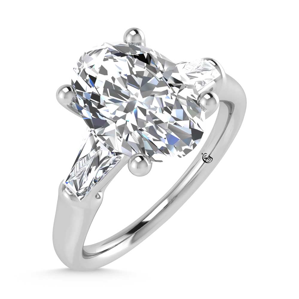 14K White Gold Lab Grown Diamond 2 3/4 Ct.Tw. Oval Shape Three Stone Engagement Ring