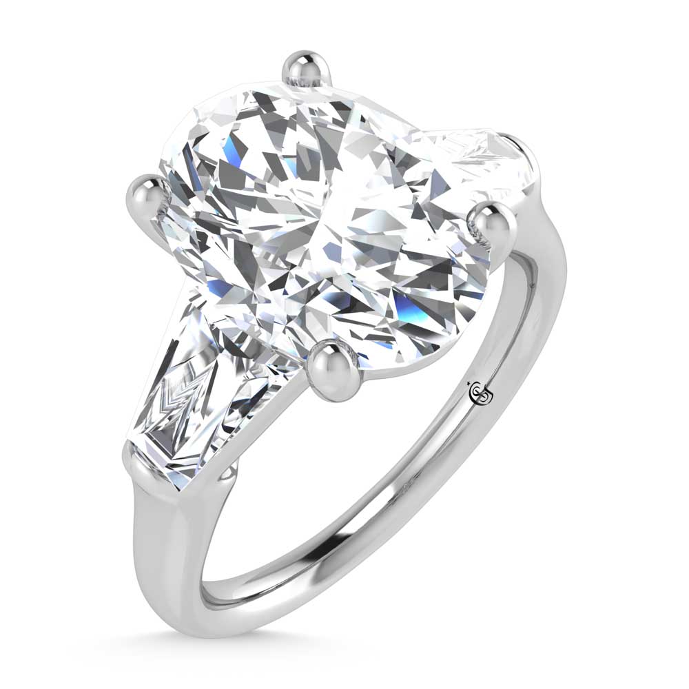14K White Gold Lab Grown Diamond 4 1/3 Ct.Tw. Oval Shape Three Stone Engagement Ring