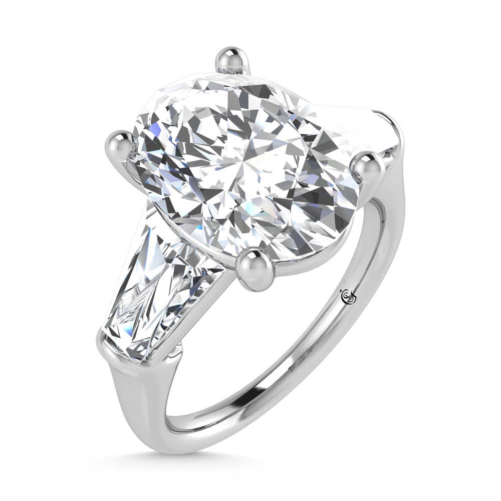 14K White Gold Lab Grown Diamond 5 3/4 Ct.Tw. Oval Shape Three Stone Engagement Ring