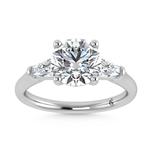 14K White Gold Lab Grown Diamond 2 3/4 Ct.Tw. Round Shape Three Stone Engagement Ring