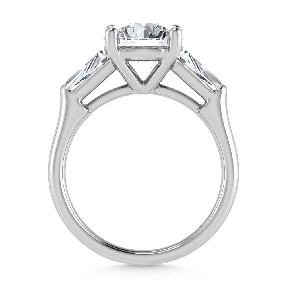 14K White Gold Lab Grown Diamond  4 Ct.Tw. Round Shape Three Stone Engagement Ring