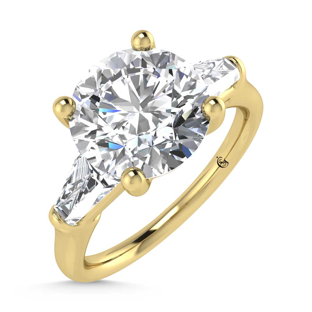 14K Yellow Gold Lab Grown Diamond 2 3/4 Ct.Tw. Round Shape Three Stone Engagement Ring