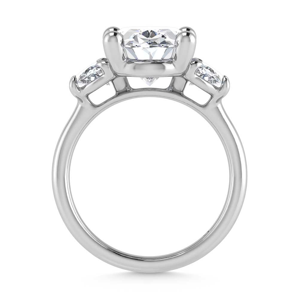 14K White Gold Lab Grown Diamond 6 Ct.Tw. Oval Shape Three Stone Engagement Ring