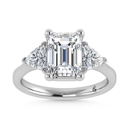 14K White Gold Lab Grown Diamond 5 1/10 Ct.Tw. Emerald Shape Three Stone Engagement Ring