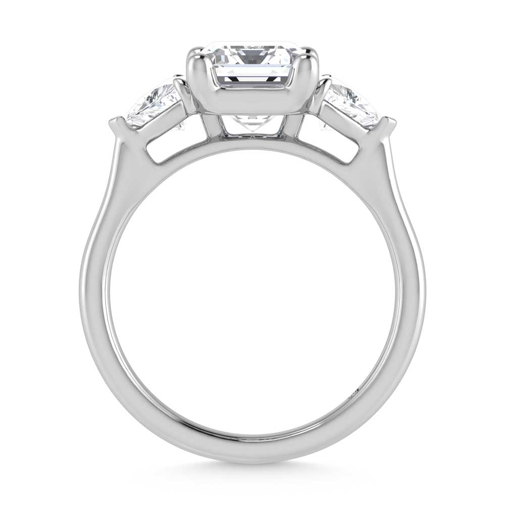 14K White Gold Lab Grown Diamond 5 1/10 Ct.Tw. Emerald Shape Three Stone Engagement Ring