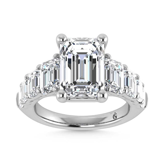 14K White Gold Lab Grown Diamond 8 Ct.Tw. Emerald Shape Engagement Ring