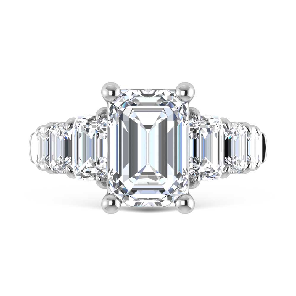 14K White Gold Lab Grown Diamond 8 Ct.Tw. Emerald Shape Engagement Ring