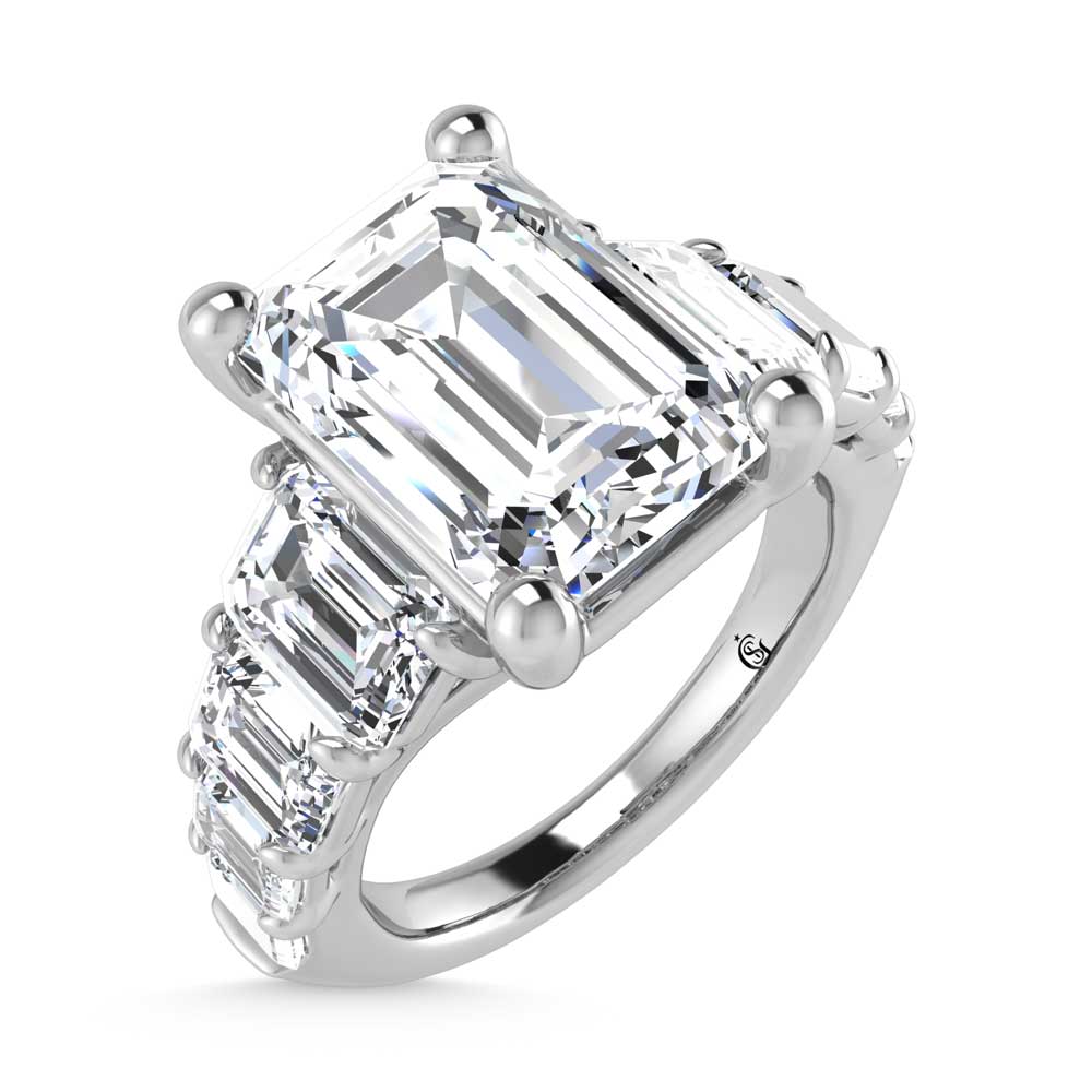 14K White Gold Lab Grown Diamond 8 Ct.Tw. Emerald Shape Engagement Ring