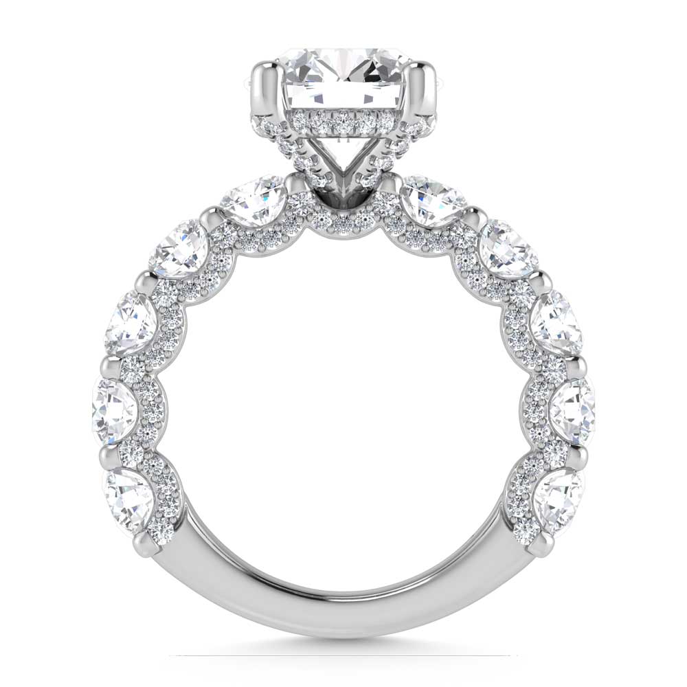 14K White Gold Lab Grown Diamond 6 Ct.Tw. Engagement Ring (3ct Round Center)