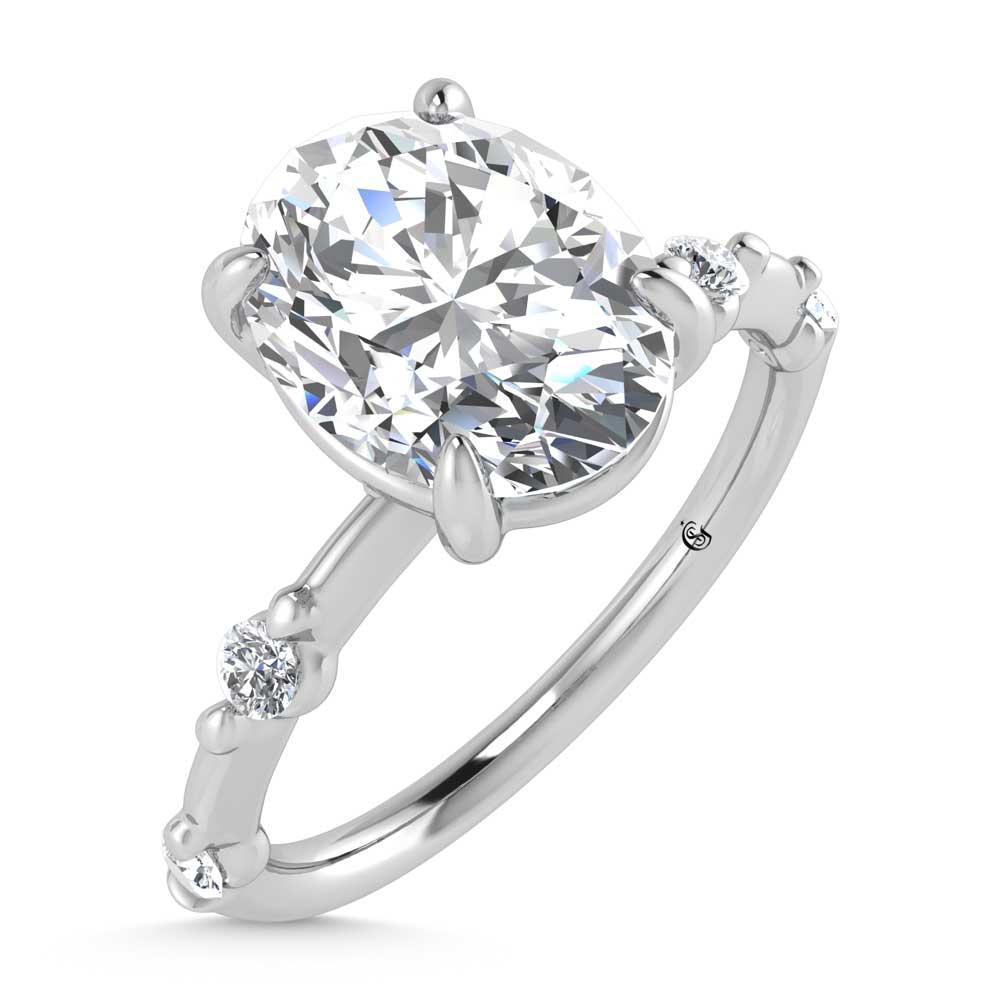 14K White Gold Lab Grown Diamond 2 1/6 Ct.Tw. Oval Shape Engagement Ring