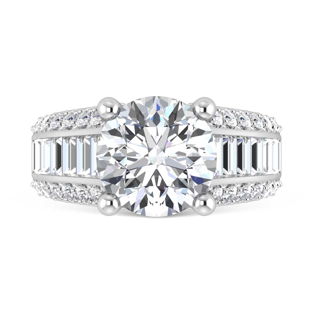 14K White Gold Lab Grown Diamond 6 1/2 Ct.Tw. Double Line Engagement Ring (Center Round)