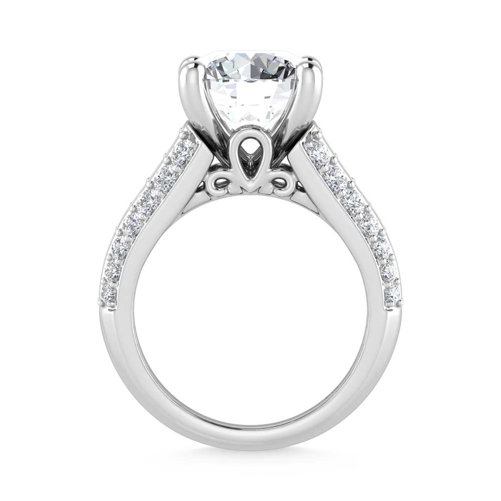 14K White Gold Lab Grown Diamond 6 1/2 Ct.Tw. Double Line Engagement Ring (Center Round)