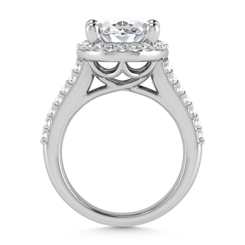 14K White Gold Lab Grown Diamond 6 7/8 Ct.Tw. Round Shank Engagement Ring (Center Oval)