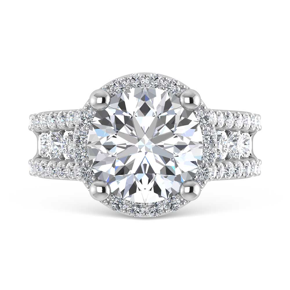 14K White Gold Lab Grown Diamond 6 7/8 Ct.Tw. Round Shank Engagement Ring (Center Round)