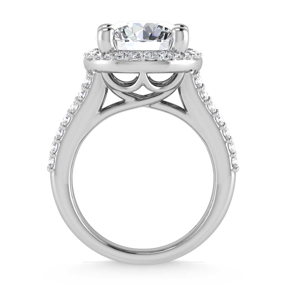 14K White Gold Lab Grown Diamond 6 7/8 Ct.Tw. Round Shank Engagement Ring (Center Round)