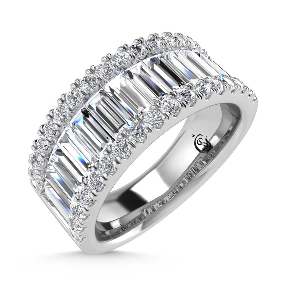 14K White Gold Round & Baguette Lab Grown Diamond 3 Ct.Tw. Wedding Band