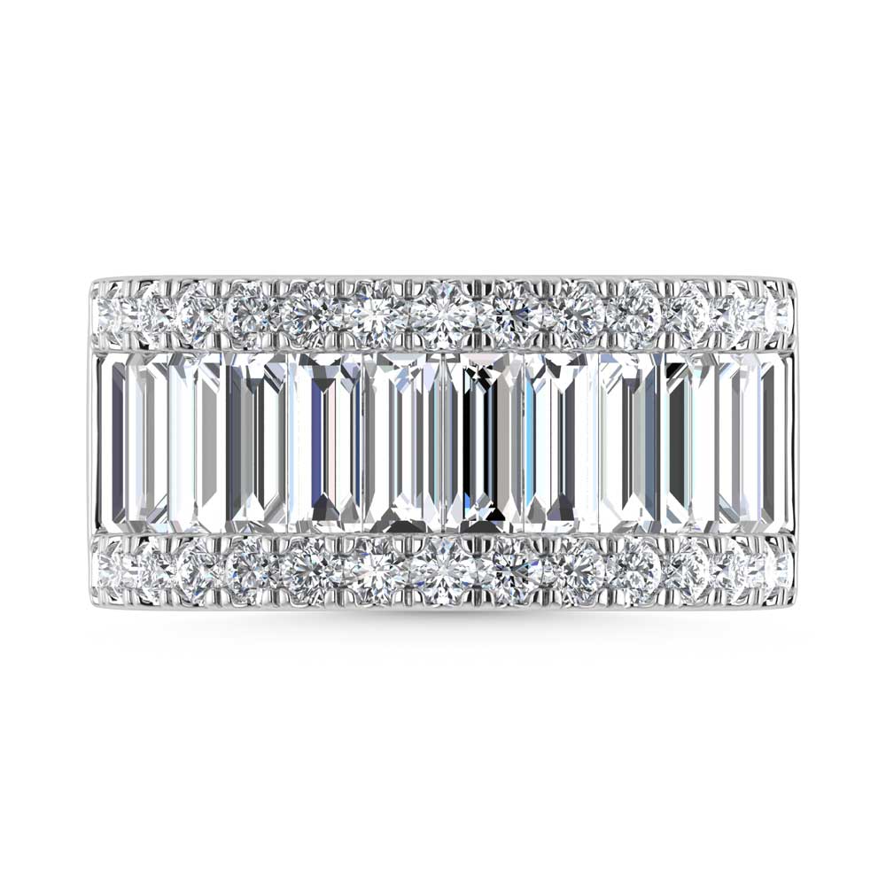 14K White Gold Round & Baguette Lab Grown Diamond 4 Ct.Tw. Wedding Band