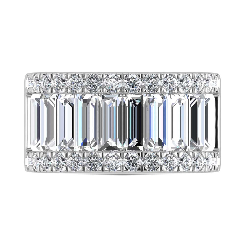 14K White Gold Round & Baguette Lab Grown Diamond 6 Ct.Tw. Wedding Band