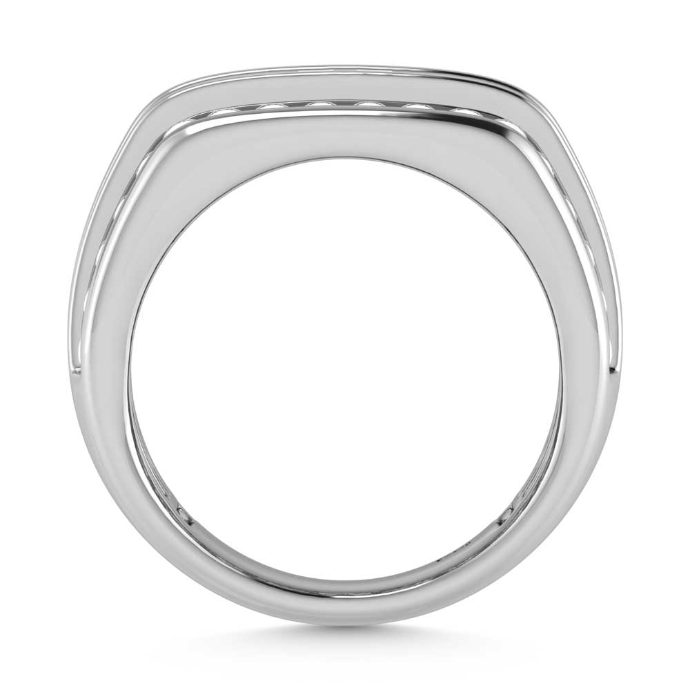 14K White Gold Lab Grown Diamond 4 3/4 Ct.Tw. Slim Baguette Mens Ring