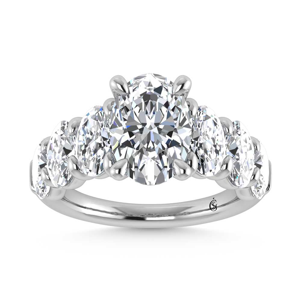 14K White Gold Lab Grown Diamond 6 Ct.Tw. Round Shank Engagement Ring (Center Round)