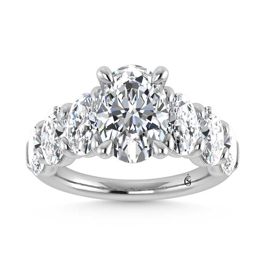 14K White Gold Lab Grown Diamond 6 Ct.Tw. Round Shank Engagement Ring (Center Round)