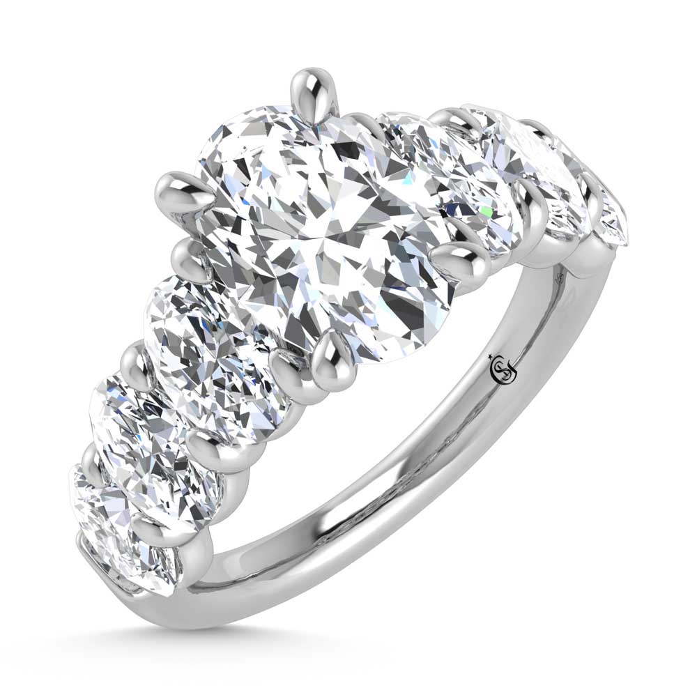 14K White Gold Lab Grown Diamond 6 Ct.Tw. Round Shank Engagement Ring (Center Round)