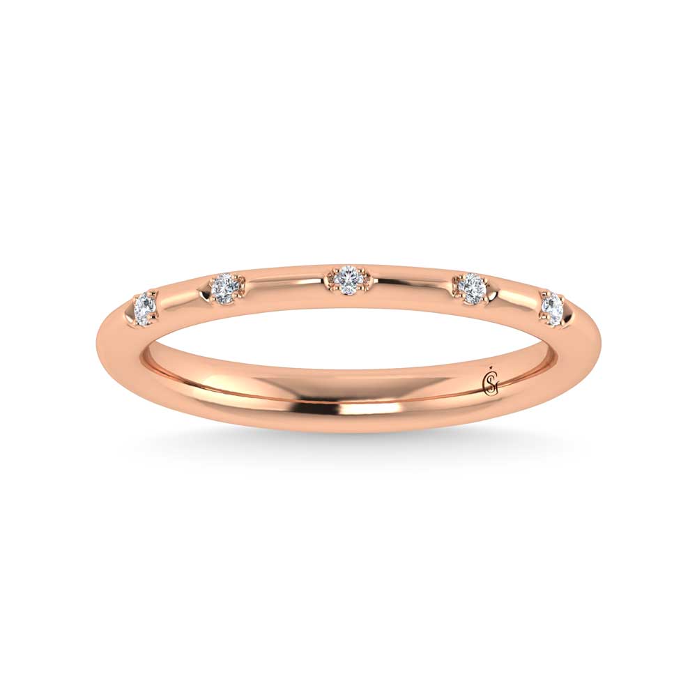 14K Rose Gold Lab Grown Diamond 1/20 Ct.Tw. Stack Band