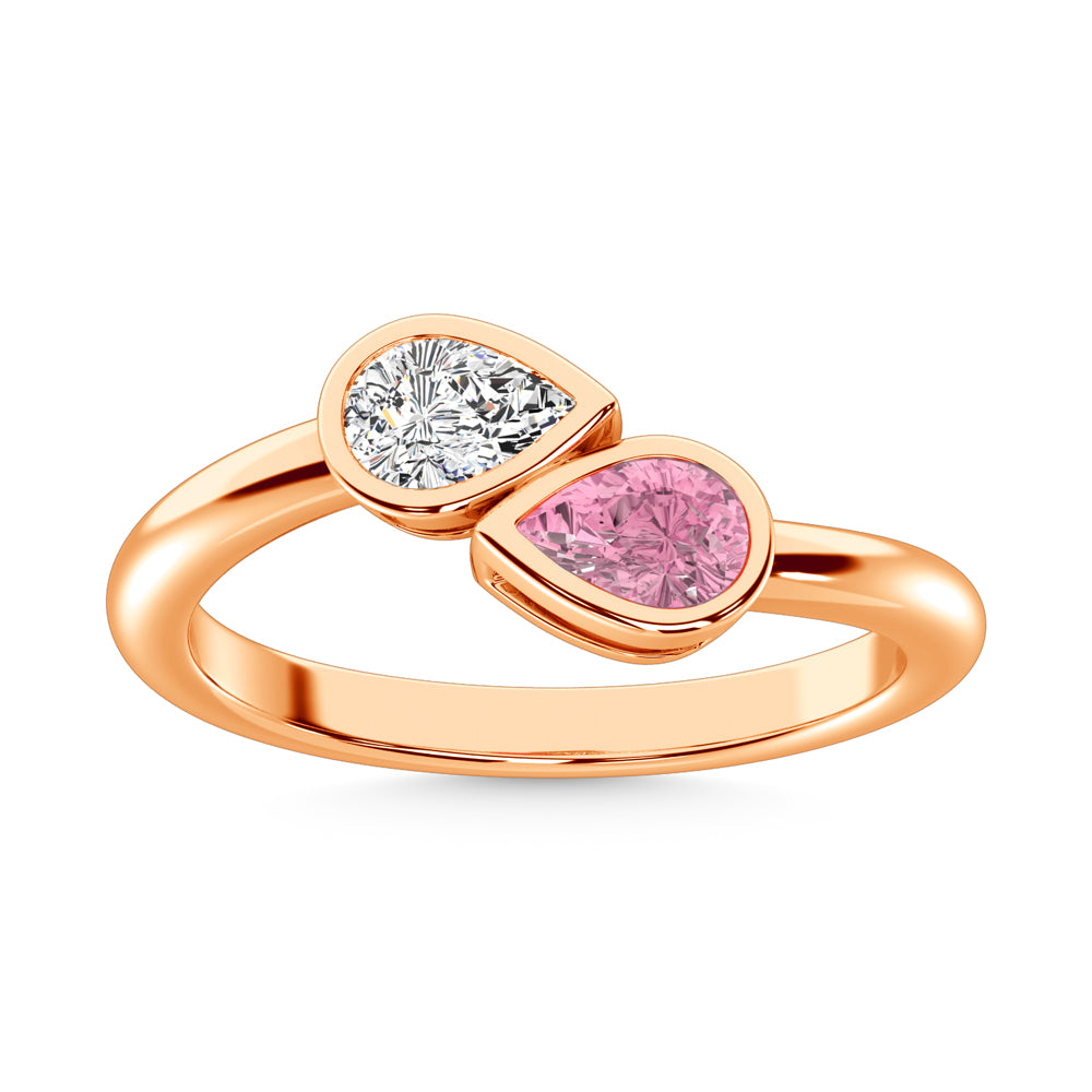14K Rose Gold Lab Grown Pink Diamond 1/4 Ct.Tw. Pear Shape Ring