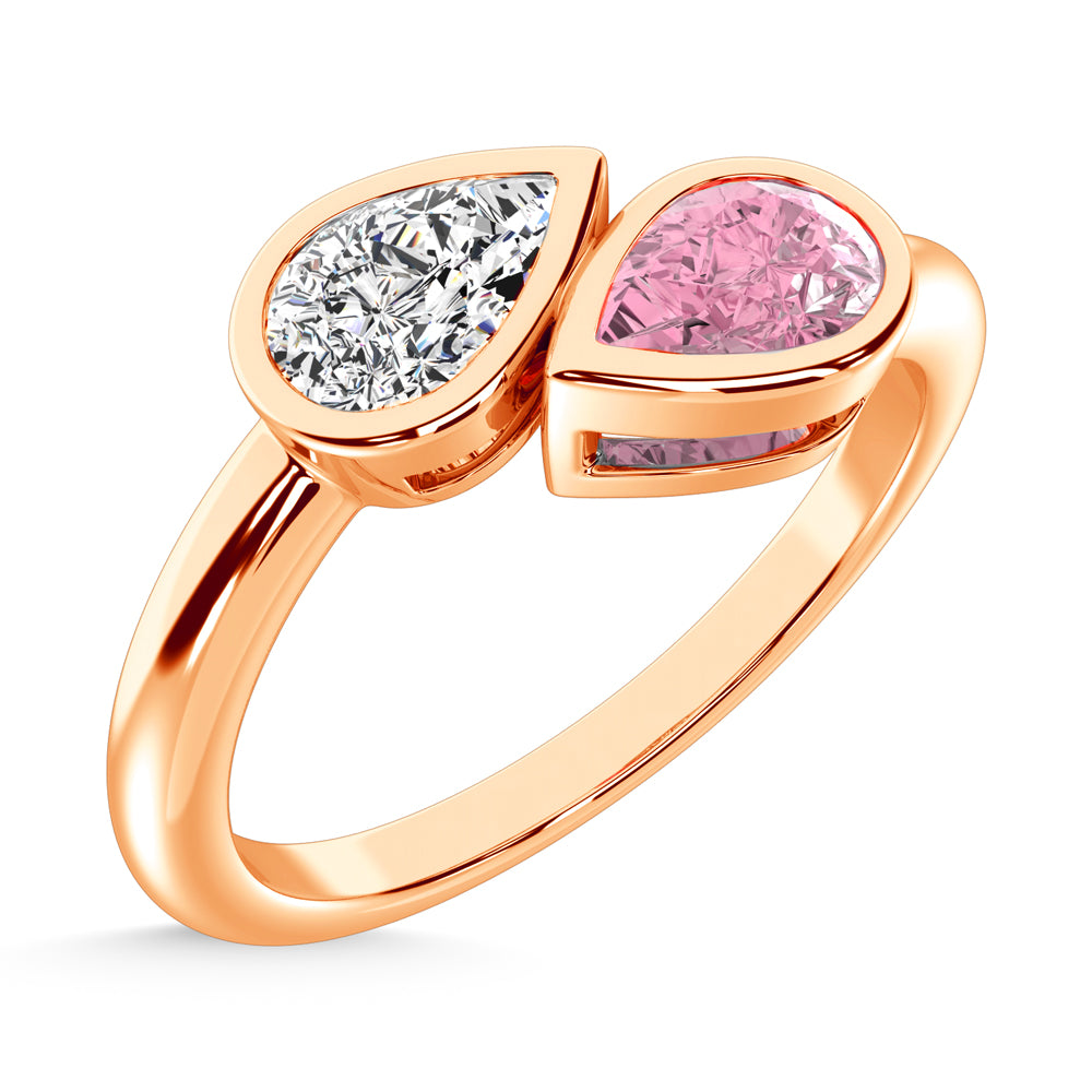 14K Rose Gold Lab Grown Pink Diamond 1/4 Ct.Tw. Pear Shape Ring