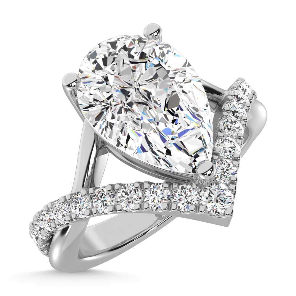 14K White Gold Lab Grown Diamond 3 1/3 Ct.Tw. Pear Shape Ring