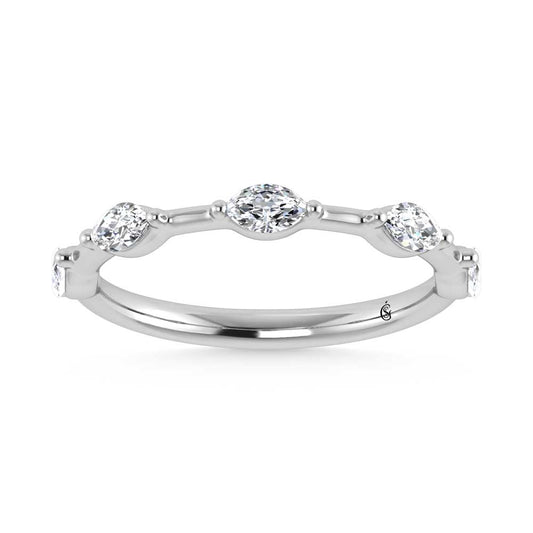 14K White Gold Lab Grown Diamond 1/3 Ct.Tw. Marquise Shape Stackable Band