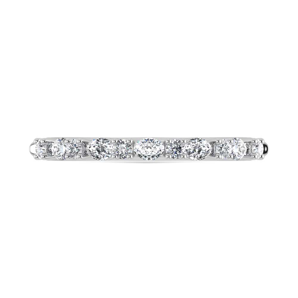 14K White Gold Lab Grown Diamond 5/8 Ct.Tw. Marquise and Round Stackable Band
