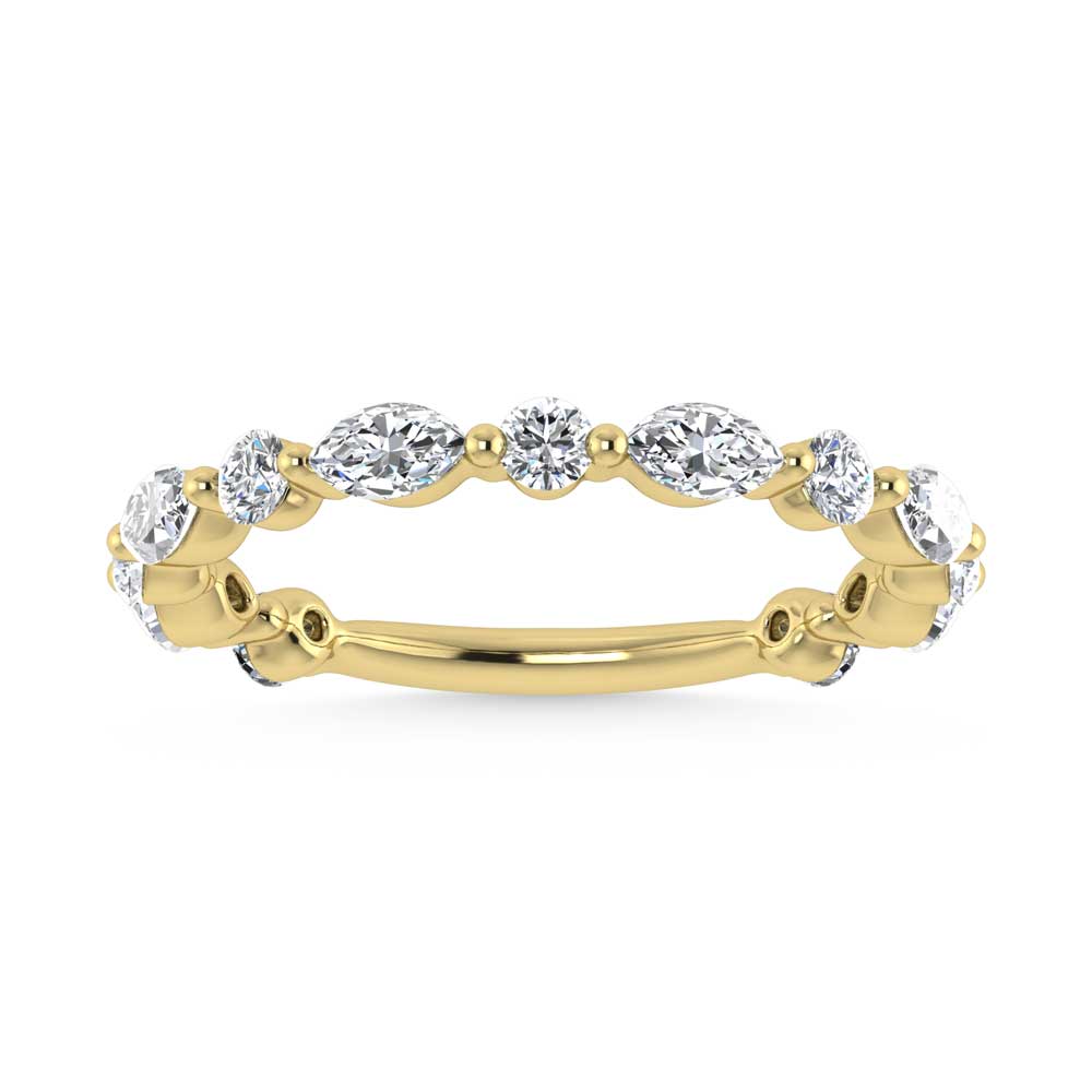 14K Yellow Gold Lab Grown Diamond 1 Ct.Tw. Marquise and Round Stackable Band